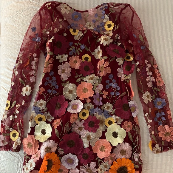 Meliora Floral Applique Mini Dres - Picture 3 of 5